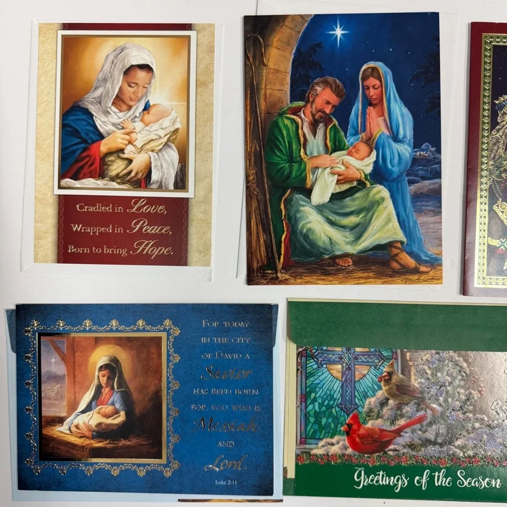 Lot of 65 Assorted Religious Christmas Greeting Cards Bulk Nativity Scripture